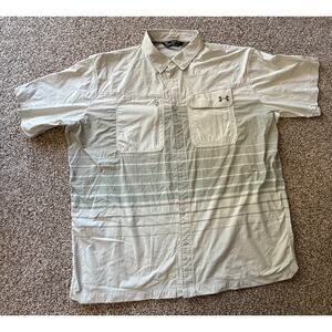 Under Armour HeatGear Fishing Shirt Men’s 2xl Gray Short Sleeve Button Up